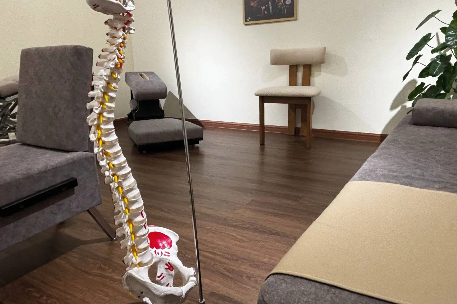Patient receiving neck treatment for posture-related pain in clinic